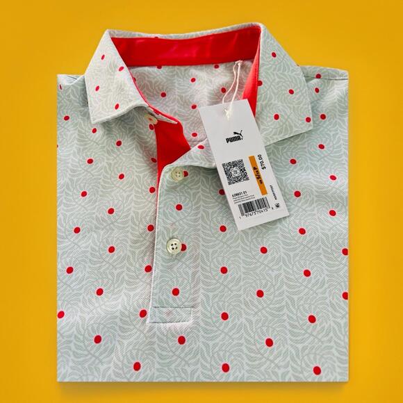 Puma Other - Puma Pique Botanic Golf Polo PEACEFUL BLUE-PEACH FROST S 628831